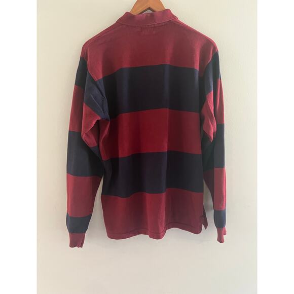 IZOD Men's 100% Cotton Long Sleeve Polo Knit Sweater Red & Navy Blue Medium JL - Picture 4 of 7